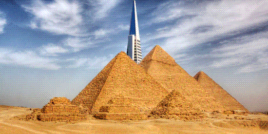 Giza, Eygpt with ALL FIVE DIMENSIONS RESTORED